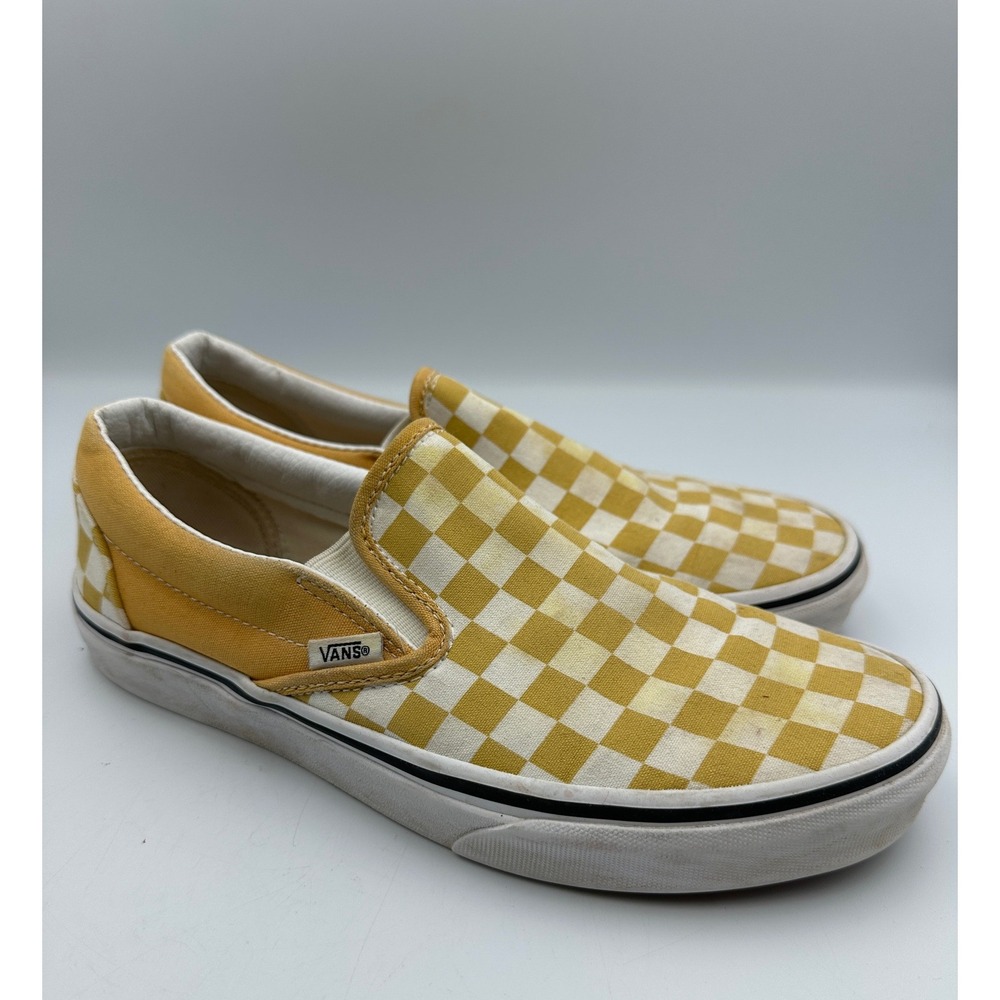 Vans Slip-On Checkerboard Shoes W9 M7.5 Ochre Yellow Skate Streetwear Retro